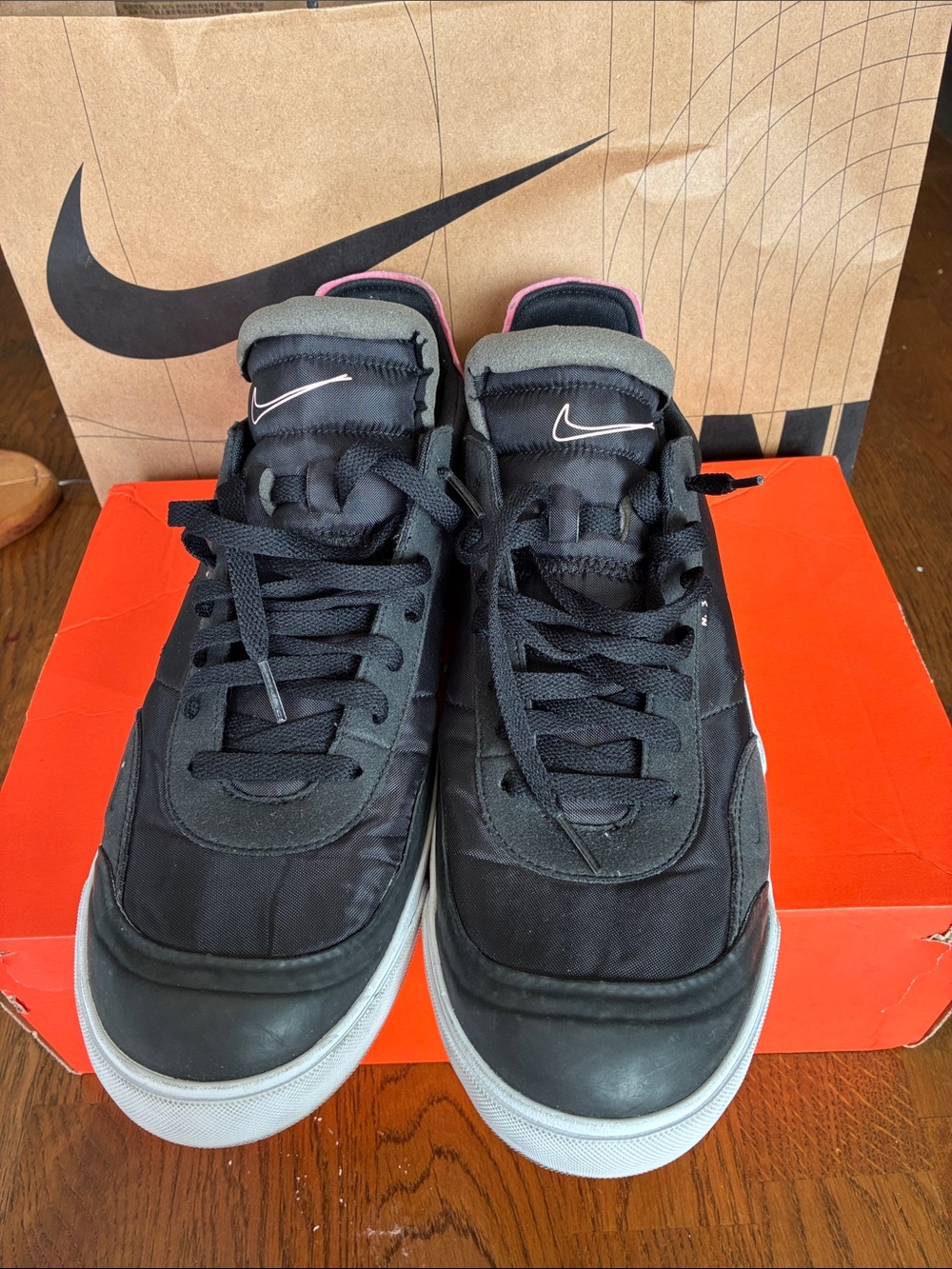 Nike Drop Type Low Profile Sneakers with Pink Trim